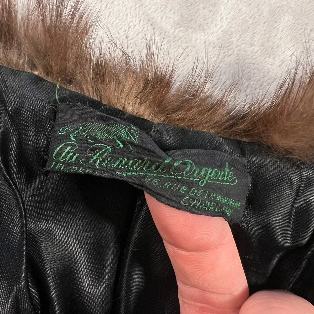 Au Renard Argente Vintage Brown Fox Fur Stole Wrap Scarf Luxury Formal 50s 60s